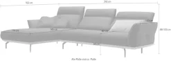 Creation BY ROLF BENZ Ecksofa »CR.460 Design-Sofa der Extraklasse, verstellbare Rückenlehne, L-Form« Sockel in Nussbaum, Winkelfüße in Umbragrau, Breite 318 cm