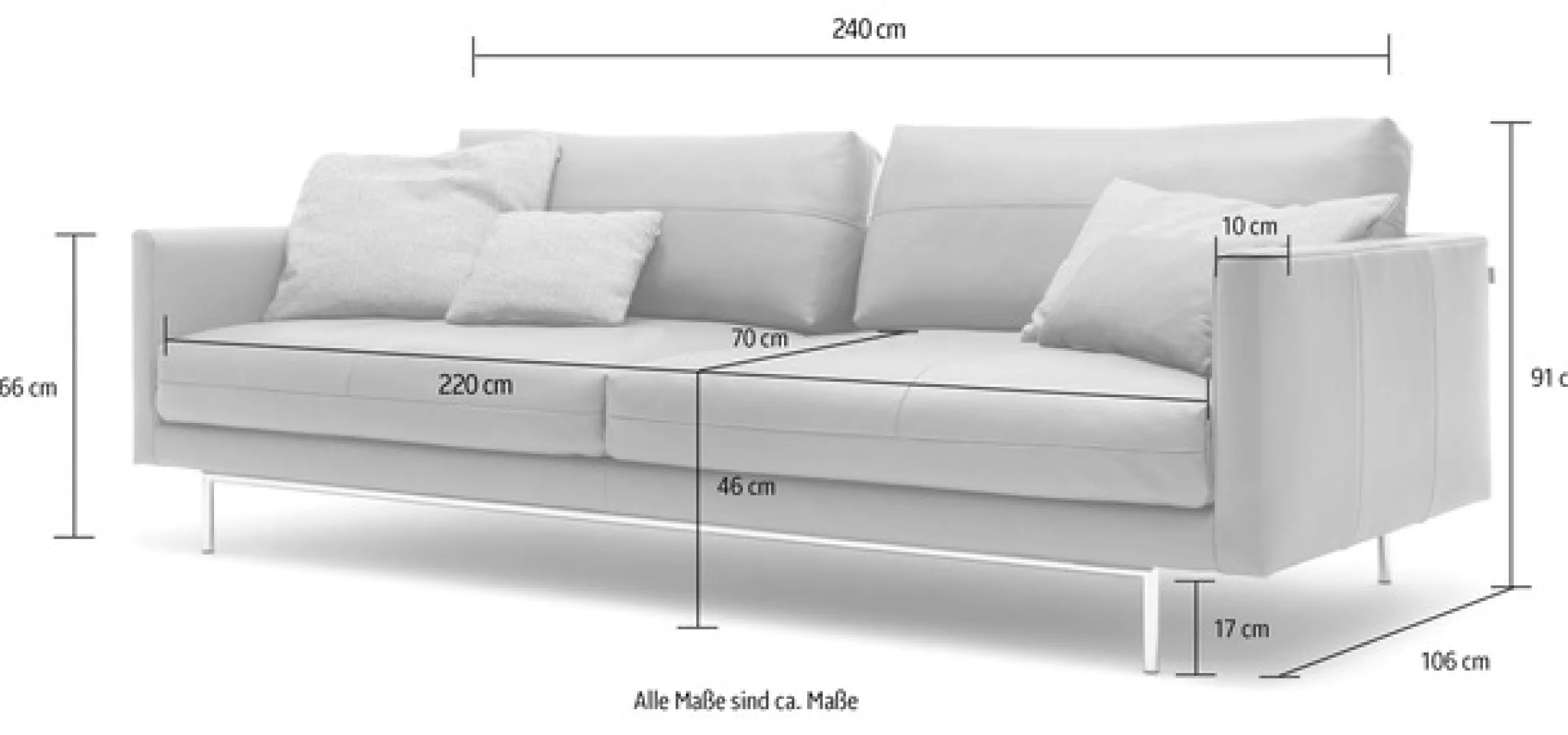 Creation BY ROLF BENZ 4-Sitzer »CR.414, Designsofa, Loungesofa« Wahlweise aus Leder oder Chenille