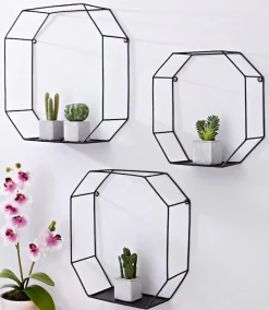 Creativ home Deko-Wandregal Set, 3 Stk. tlg. Dekoregal, Wanddeko, bestehend aus achteckigen Elementen