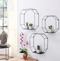 Creativ home Deko-Wandregal Set, 3 Stk. tlg. Dekoregal, Wanddeko, bestehend aus achteckigen Elementen