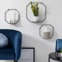 Creativ home Deko-Wandregal Set, 3 Stk. tlg. Dekoregal, Wanddeko, bestehend aus achteckigen Elementen