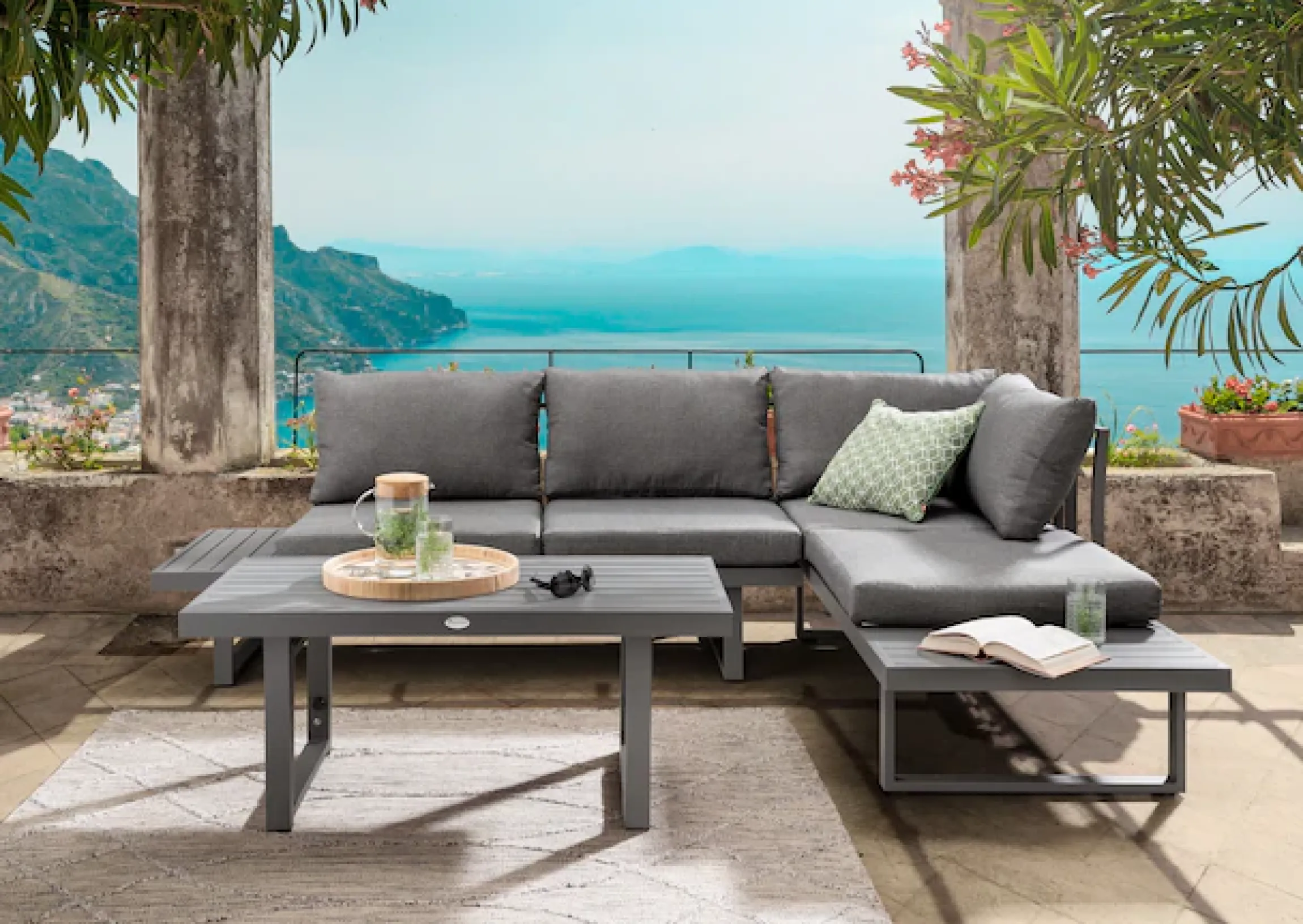 Destiny Gartenlounge-Set »SEA POINT Multifunkt.-Loungeset anthrazit, Tisch: 110x58x45/68cm« Set, 15 Stk. tlg. Aluminium