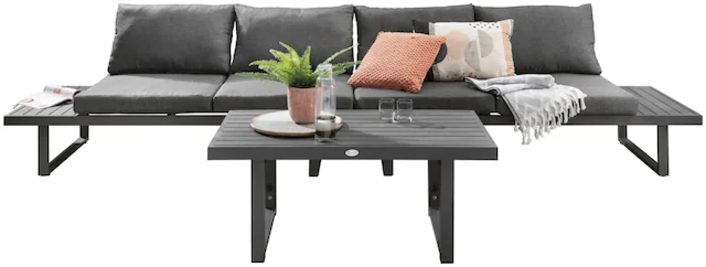 Destiny Gartenlounge-Set »SEA POINT Multifunkt.-Loungeset anthrazit, Tisch: 110x58x45/68cm« Set, 15 Stk. tlg. Aluminium