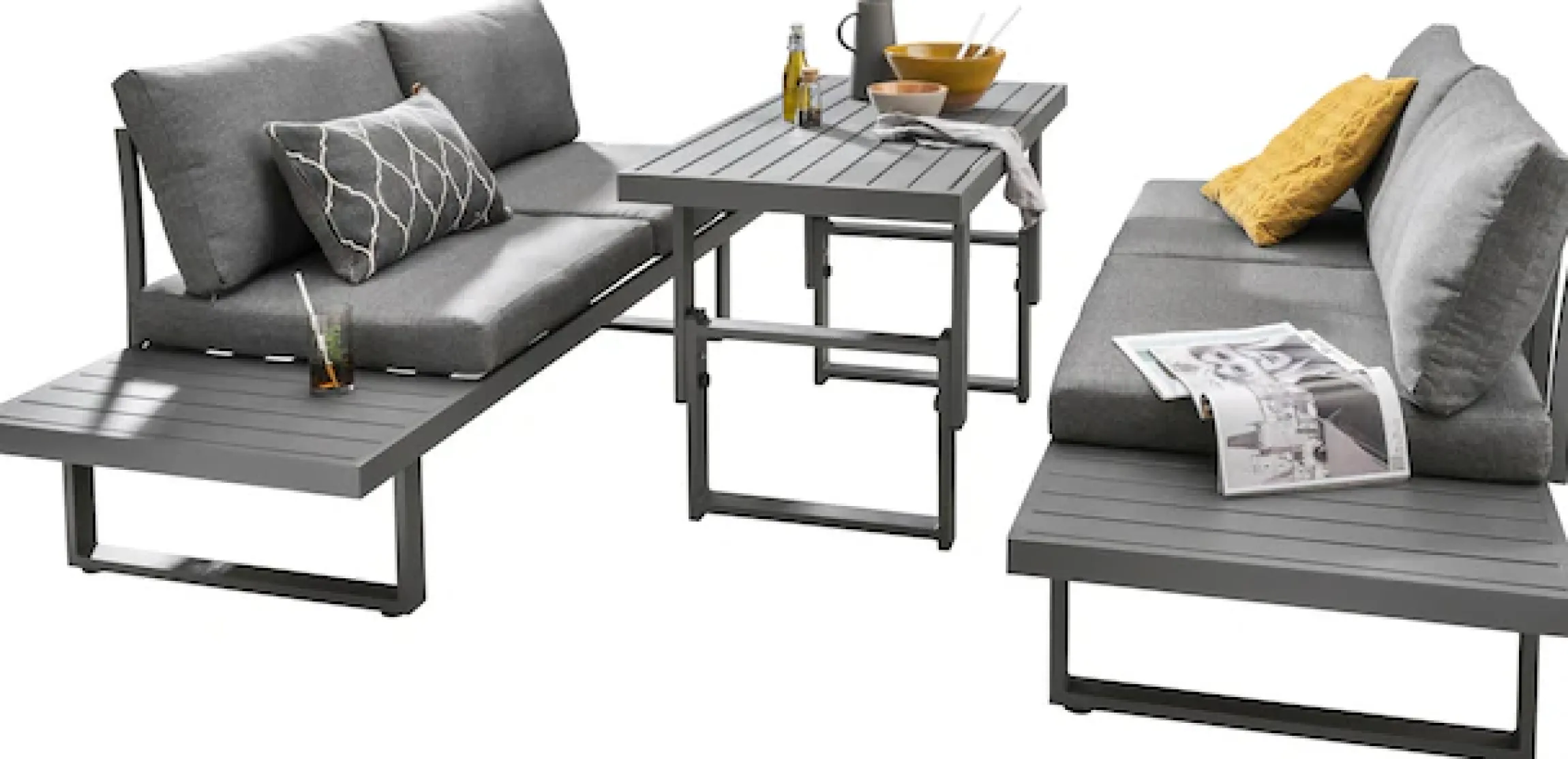 Destiny Gartenlounge-Set »SEA POINT Multifunkt.-Loungeset anthrazit, Tisch: 110x58x45/68cm« Set, 15 Stk. tlg. Aluminium