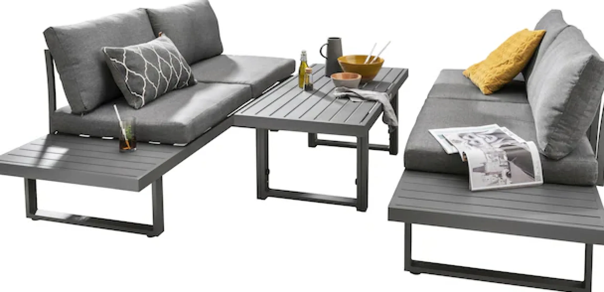Destiny Gartenlounge-Set »SEA POINT Multifunkt.-Loungeset anthrazit, Tisch: 110x58x45/68cm« Set, 15 Stk. tlg. Aluminium