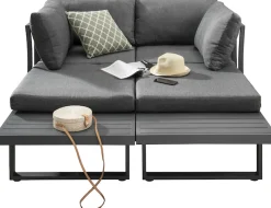 Destiny Gartenlounge-Set »SEA POINT Multifunkt.-Loungeset anthrazit, Tisch: 110x58x45/68cm« Set, 15 Stk. tlg. Aluminium