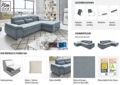 Die PlanBar Ecksofa »MP-IN16037 L-Form, Breite 289 cm, mit Federkern-Polsterung« mit Sitztiefenverstellung & Zierkissen