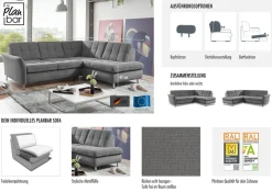 Die PlanBar Ecksofa »MP-IN20016 L-Form mit Federkern-Polsterung« wahlweise mit Kopfstützen und Schlaffunktion