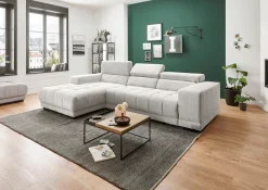 Die PlanBar Ecksofa »MP-IN15053 L-Form schmaler Schenkel« wahlweise mit Kopfteilverstellung und manueller Vorziehbank