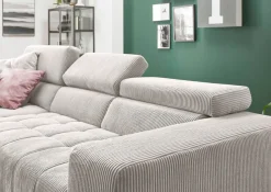 Die PlanBar Ecksofa »MP-IN15053 L-Form schmaler Schenkel« wahlweise mit Kopfteilverstellung und manueller Vorziehbank