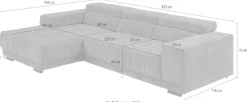 Die PlanBar Ecksofa »MP-IN15053 L-Form schmaler Schenkel« wahlweise mit Kopfteilverstellung und manueller Vorziehbank