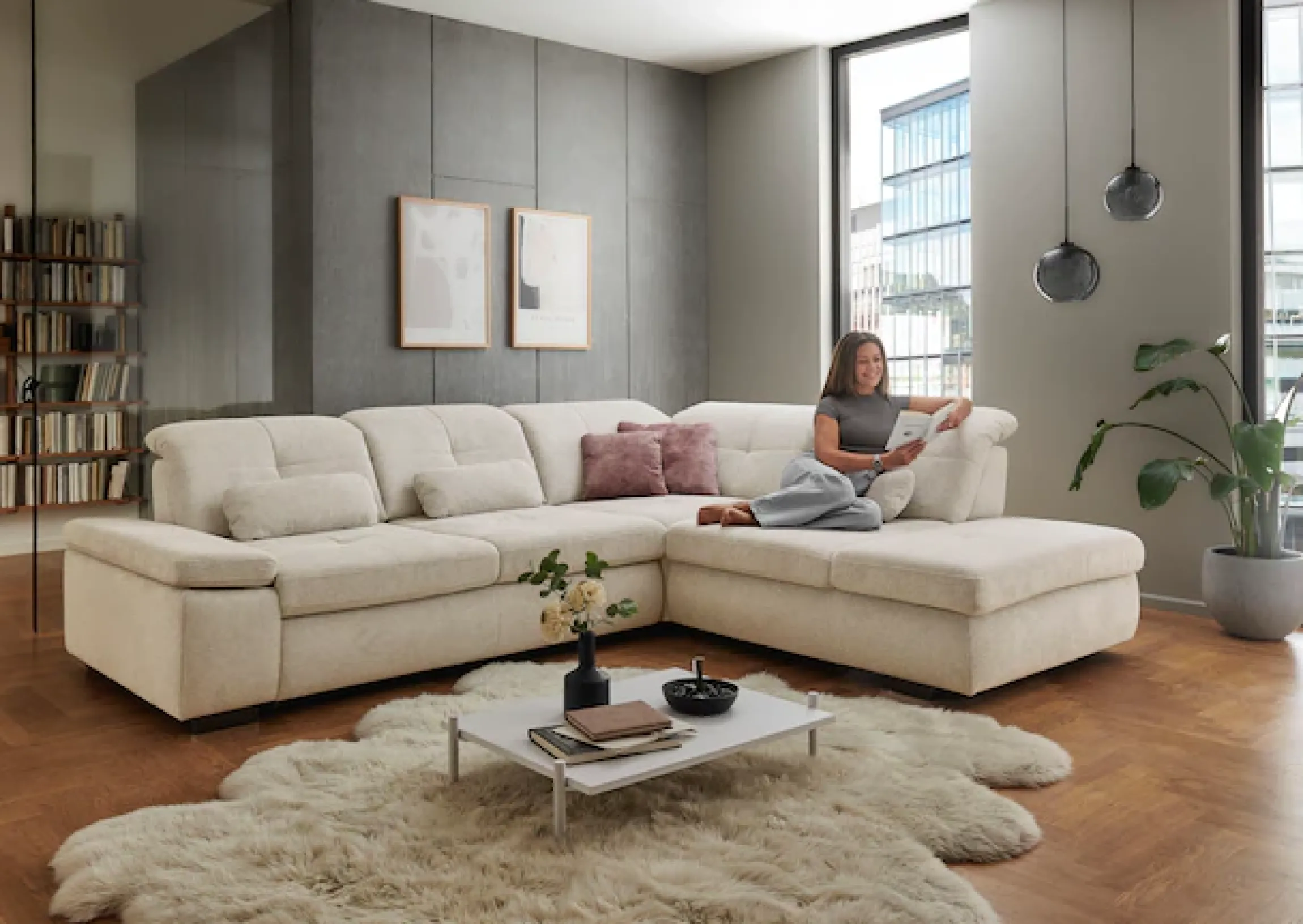 Die PlanBar Ecksofa »MP-IN16012 L-Form Kaltschaum-Polsterung« inkl. Sitztiefenverstellung, optional mit Funktionen