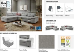 Die PlanBar Ecksofa »MP-IN16012 L-Form Kaltschaum-Polsterung« inkl. Sitztiefenverstellung, optional mit Funktionen