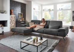 Die PlanBar Ecksofa »PN-EM18063 L-Form, B: 322 cm« wahlweise mit echt bezogenem Rücken und Sitztiefenverstellung