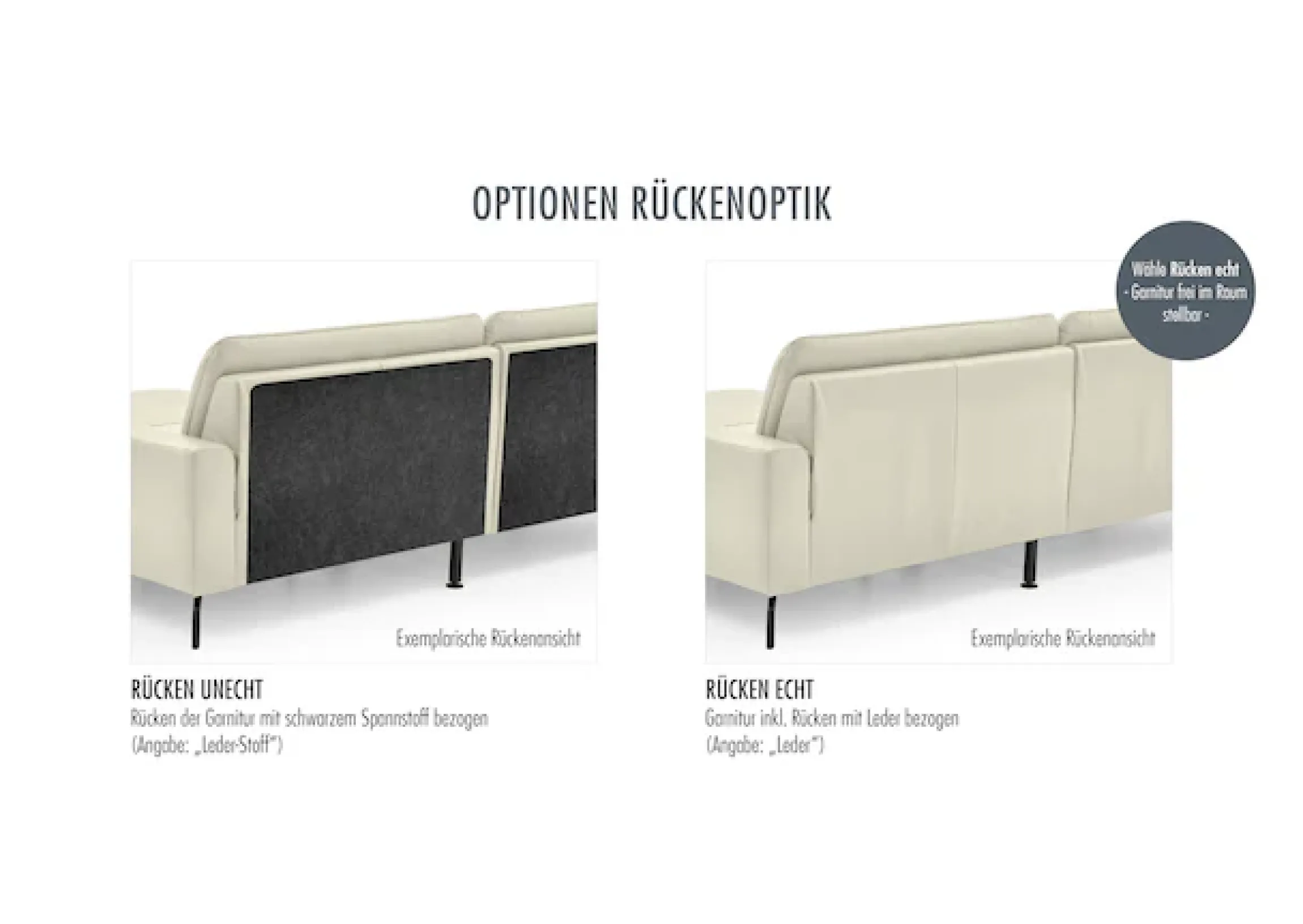 Die PlanBar Ecksofa »PN-EM18063 L-Form, B: 322 cm« wahlweise mit echt bezogenem Rücken und Sitztiefenverstellung
