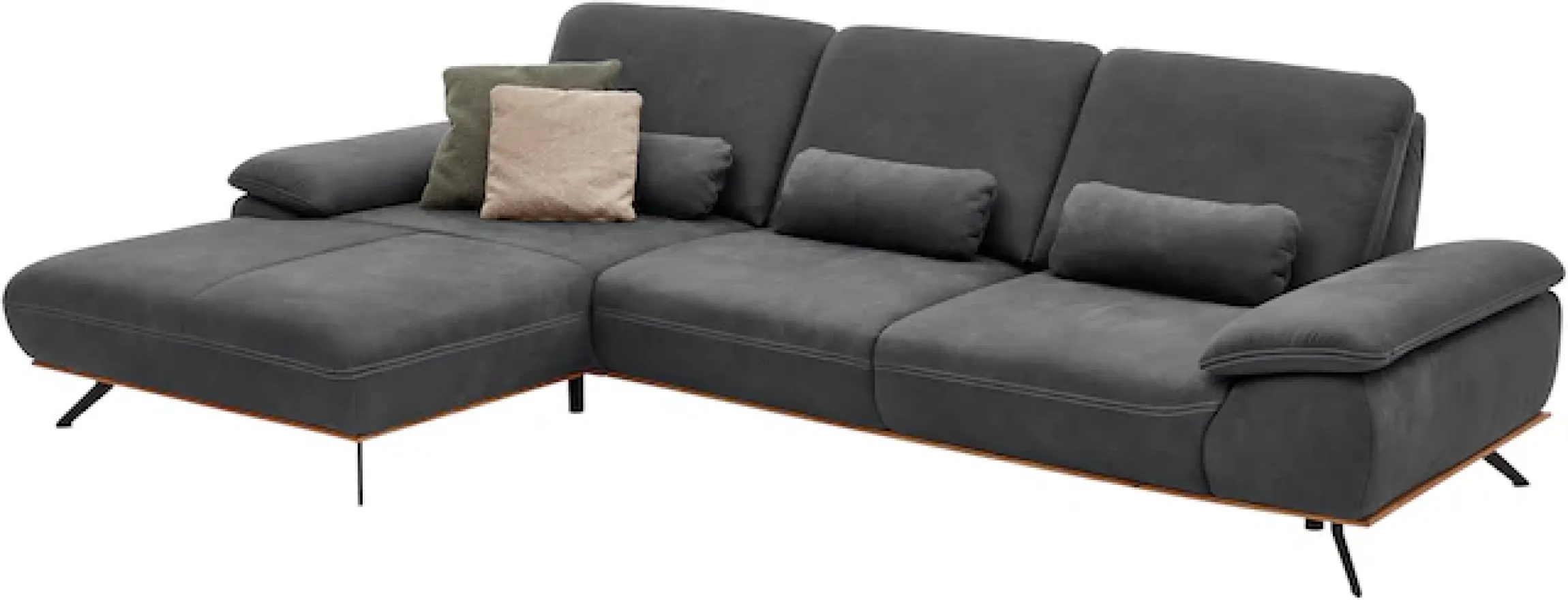 Die PlanBar Ecksofa »PN-EM18063 L-Form, B: 322 cm« wahlweise mit echt bezogenem Rücken und Sitztiefenverstellung
