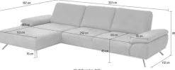 Die PlanBar Ecksofa »PN-EM18063 L-Form, B: 322 cm« wahlweise mit echt bezogenem Rücken und Sitztiefenverstellung