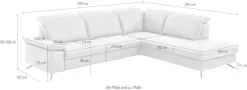 Die PlanBar Ecksofa »PN-EM20091, L-Form, Breite 297 cm« inkl. Kopfteilverstellung, optional elektr. Relaxfunktion u. Stauraum