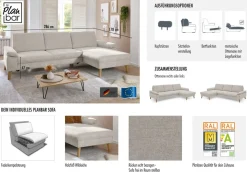 Die PlanBar Ecksofa »PP-LA24075 L-Form, Breite 286 cm« opt. mit Kopfstützen, Schlaffunktion, mot. Ottomane, Sitztiefenverst.