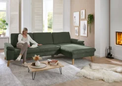 Die PlanBar Ecksofa »PP-LA24075 L-Form, Breite 286 cm« opt. mit Kopfstützen, Schlaffunktion, mot. Ottomane, Sitztiefenverst.