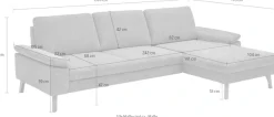 Die PlanBar Ecksofa »PP-LA24075 L-Form, Breite 286 cm« opt. mit Kopfstützen, Schlaffunktion, mot. Ottomane, Sitztiefenverst.