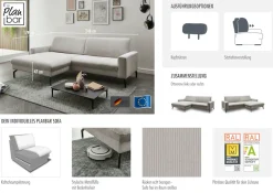 Die PlanBar Ecksofa »ZE-EM20028 L-Form, Breite 248 cm« wahlweise mit Kopfstützen und Sitztiefenverstellung