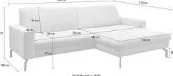 Die PlanBar Ecksofa »ZE-EM20028 L-Form, Breite 248 cm« wahlweise mit Kopfstützen und Sitztiefenverstellung