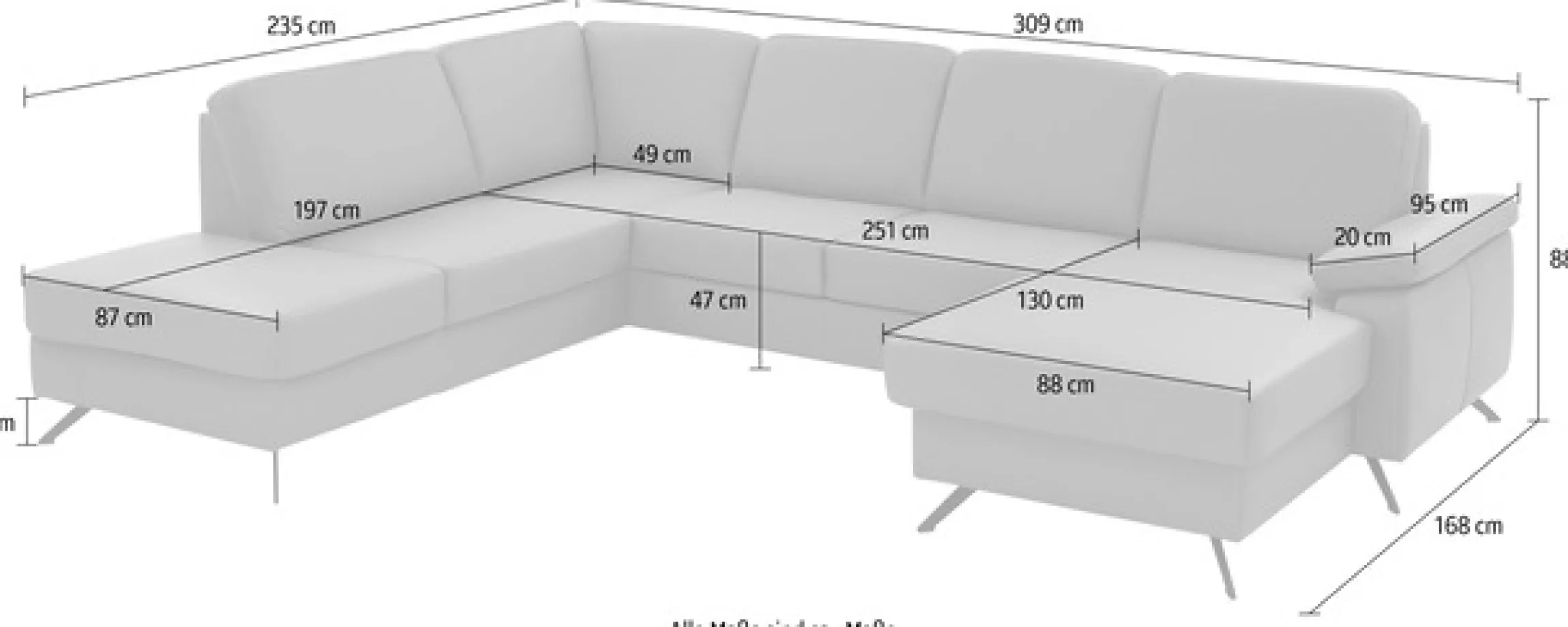 Die PlanBar Wohnlandschaft »PN-EM15047 U-Form, ohne Kopfstützen« Echtleder, wahlweise mitSchlaffunktion u. Stauraum