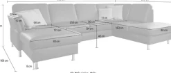 Die PlanBar Wohnlandschaft »PN-EM18013 U-Form, ohne Kopfstützen« wahlweise mit Schlaffunktion und Stauraum