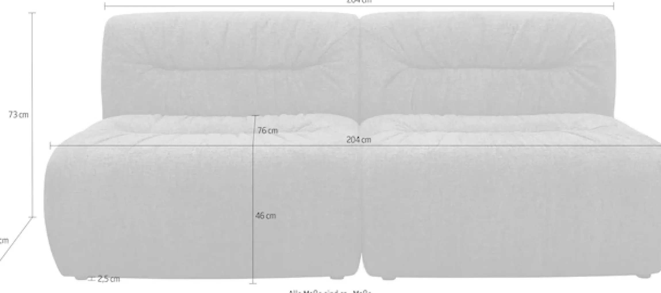 DOMO collection Big-Sofa »Solum, 204 cm breit, moderne, runde Form mit großzügiger Polsterung« mit Federkern