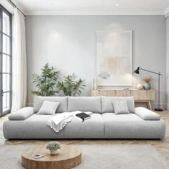 DOMO collection Big-Sofa »Évora Megasofa Breite 324 cm« Federkern, inkl. Armlehnenverstellung, Struktur grob, silber