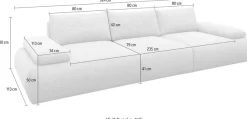 DOMO collection Big-Sofa »Évora Megasofa Breite 324 cm« Federkern, inkl. Armlehnenverstellung, Struktur grob, silber