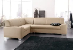 DOMO collection Ecksofa »Alisson, zeitlose Optik, flache Armlehnen, L-Form« fester Sitzkomfort, wahlweise mit Bettfunktion