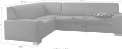 DOMO collection Ecksofa »Alisson, zeitlose Optik, flache Armlehnen, L-Form« fester Sitzkomfort, wahlweise mit Bettfunktion
