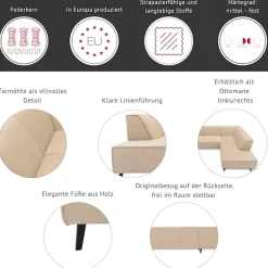 DOMO collection Ecksofa »Amora, inkl. Federkern für mehr Sitzkomfort, Breite 263cm, L-Form« Komfortsitzhöhe 47 cm, Fußhöhe passend für gängige Saugroboter!