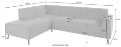 DOMO collection Ecksofa »Amora, inkl. Federkern für mehr Sitzkomfort, Breite 263cm, L-Form« Komfortsitzhöhe 47 cm, Fußhöhe passend für gängige Saugroboter!