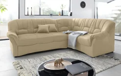 DOMO collection Ecksofa »Bahia, zeitlos und elegant, bequeme Armlehnen, L-Form« wahlweise mit Bettfunktion