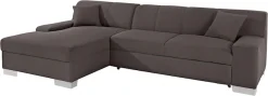 DOMO collection Ecksofa »Bero, elegant und zeitlos, flacheArmlehnen, Breite 268cm L-Form« fester Sitzkomfort, wahlweise mit Bettfunktion