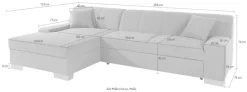 DOMO collection Ecksofa »Bero, elegant und zeitlos, flacheArmlehnen, Breite 268cm L-Form« fester Sitzkomfort, wahlweise mit Bettfunktion