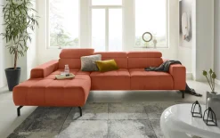 DOMO collection Ecksofa »Cunelli tolle Sitznähte als Designelement, fester Sitzkomfort, L-Form« whlw. verstellbare Kopfteile, passend für gängige Saugroboter