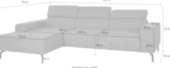 DOMO collection Ecksofa »Cunelli tolle Sitznähte als Designelement, fester Sitzkomfort, L-Form« whlw. verstellbare Kopfteile, passend für gängige Saugroboter