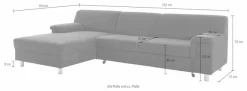 DOMO collection Ecksofa »Jamie, modern und elegant, Fußhöhe 9cm, L-Form,« wahlweise mit Bettfunktion