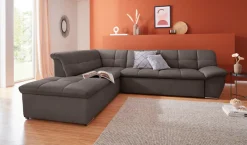 DOMO collection Ecksofa »Lagoa, moderne Sitzheftung, bequem und komfortabel, L-Form« wahlweise mit Bettfunktion, frei im Raum stellbar, große Farbvielfalt