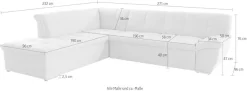 DOMO collection Ecksofa »Lagoa, moderne Sitzheftung, bequem und komfortabel, L-Form« wahlweise mit Bettfunktion, frei im Raum stellbar, große Farbvielfalt