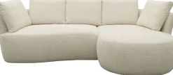DOMO collection Ecksofa »Lumin, B/T: 267/170 cm, abgerunde Form, charmantes Design, cozy chic« Mit Federkern und 5 Rückenkissen ausgestattet