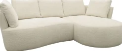 DOMO collection Ecksofa »Lumin, B/T: 267/170 cm, abgerunde Form, charmantes Design, cozy chic« Mit Federkern und 5 Rückenkissen ausgestattet