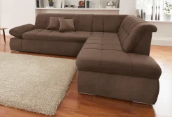 DOMO collection Ecksofa »NMORIC inkl. Zierkissen273x216x80 cm L-Form« Ottomanen-Abschluss, wahlweise mit Bettfunktion und Armlehnverstellung
