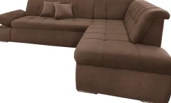 DOMO collection Ecksofa »NMORIC inkl. Zierkissen273x216x80 cm L-Form« Ottomanen-Abschluss, wahlweise mit Bettfunktion und Armlehnverstellung