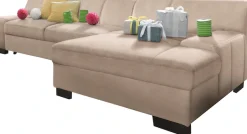 DOMO collection Ecksofa »Norma, elegant & modern, mit flachen Armlehnen, Breite 268cm, L-Form« wahlweise mit Bettfunktion