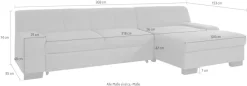 DOMO collection Ecksofa »Norma, elegant & modern, mit flachen Armlehnen, Breite 268cm, L-Form« wahlweise mit Bettfunktion